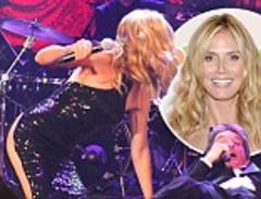 heidi klum exposes half her bottom as she appears to fall onstage at charity gala